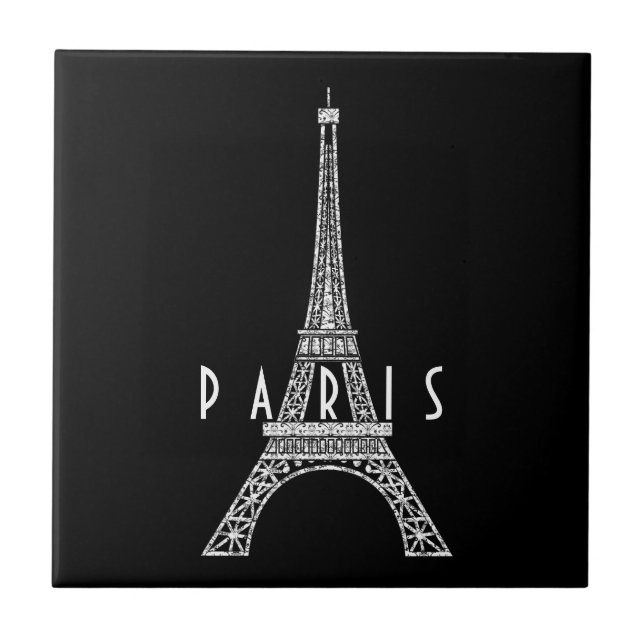 Cute white France Paris Eiffel tower Tile (Front)