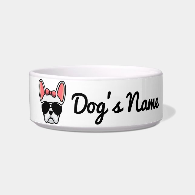 Cute White French Bulldog Bowl (Front)