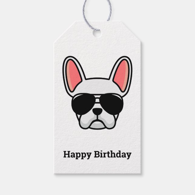 Cute White French Bulldog Gift Tags (Front)
