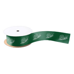 Cute White Garden Snails Illustration Satin Ribbon