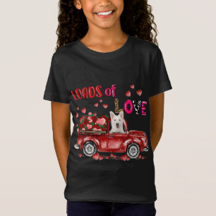 Cute White German Shepherd Dog Driving Red Truck H T-Shirt