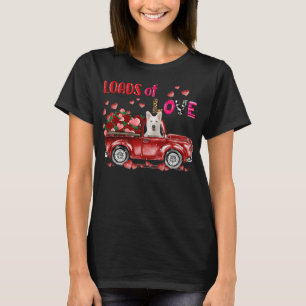 Cute White German Shepherd Dog Driving Red Truck H T-Shirt