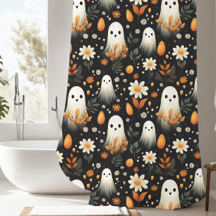 Cute White Ghost Autumn Shower Curtain