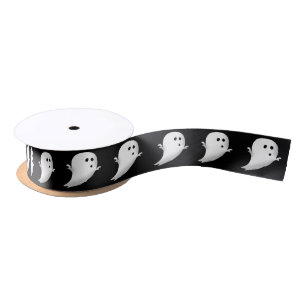 cute white ghost cartoon satin ribbon