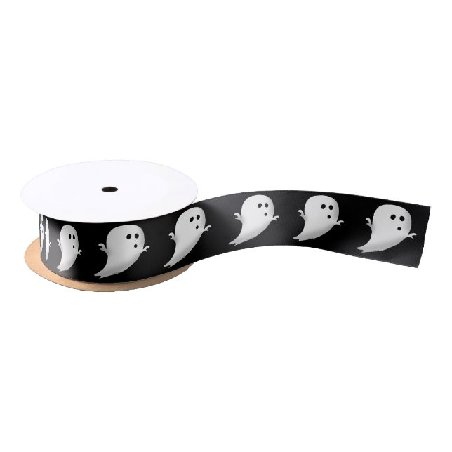 cute white ghost cartoon satin ribbon (Spool)