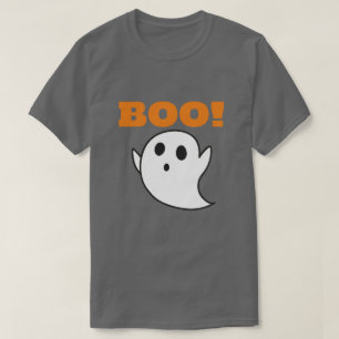 Cute White Ghost Cartoon with BOO! words T-Shirt