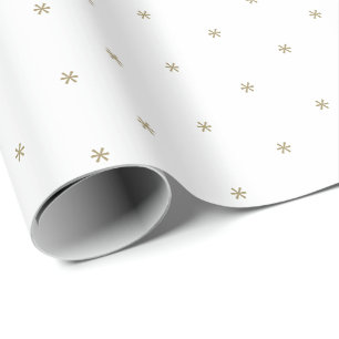 Cute white gold snowflakes minimal winter Holidays Wrapping Paper