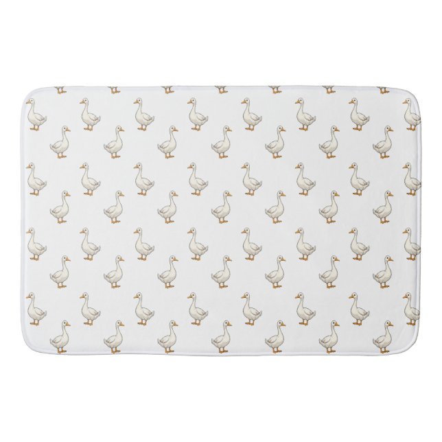 Cute White Goose Pattern Bath Mat (Front)