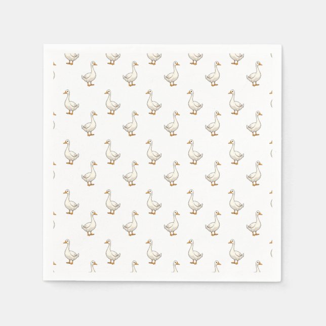 Cute White Goose Pattern Napkin (Front)
