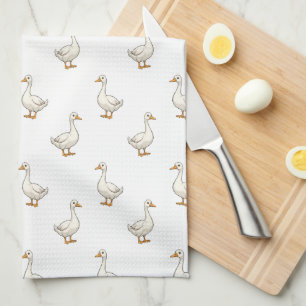 Cute White Goose Pattern Tea Towel