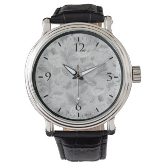 Cute white grey floral background design All-Over- Watch