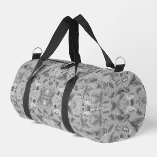 Cute white grey floral background design duffle bag
