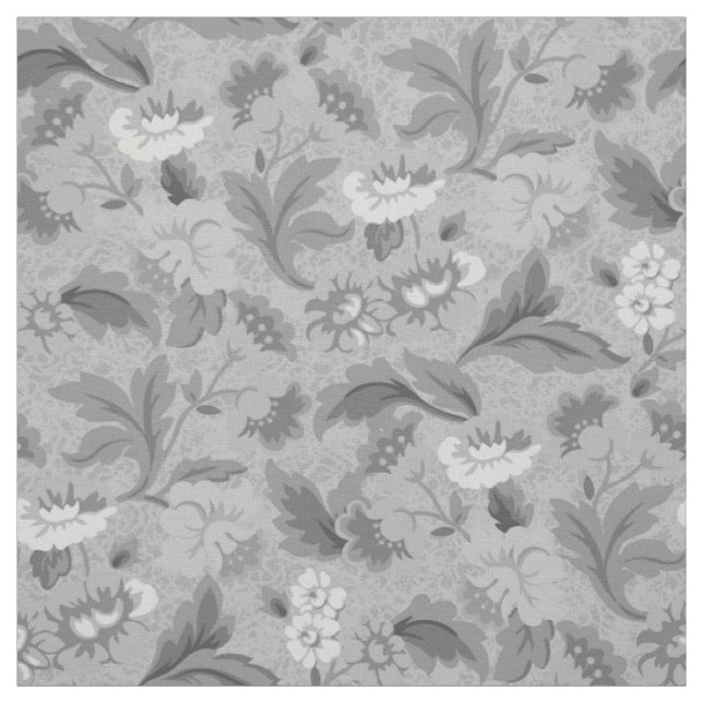 Cute white grey floral background design fabric (Swatch)