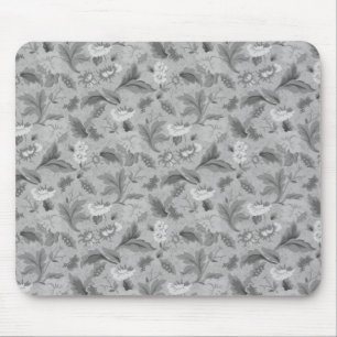 Cute white grey floral background design mouse pad