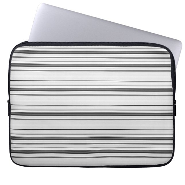 Cute white grey stripes laptop sleeve (Front)
