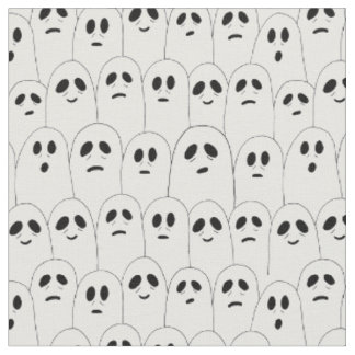 Cute White Halloween Ghosts Patterned Fabric