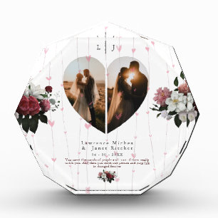 Cute White Heart Shaped Photo collage For Couple Block