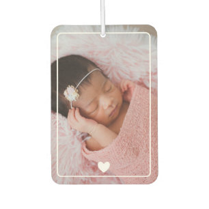 Cute White Heart With Photo Car Air Freshener