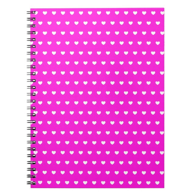 Cute White Hearts On Flashy Pink Notebook (Front)