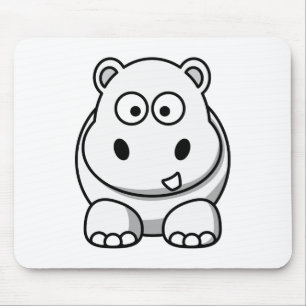 Cute White Hippo Mouse Pad