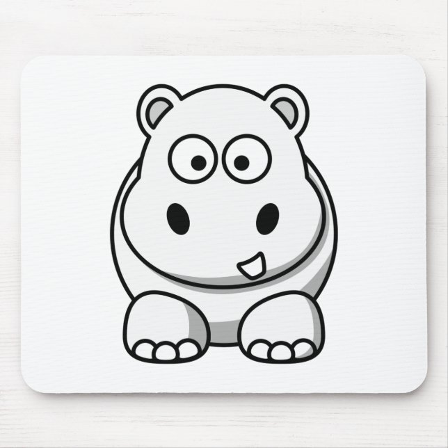 Cute White Hippo Mouse Pad (Front)