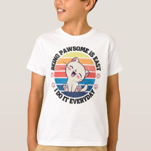 Cute white Kawaii cat T-Shirt