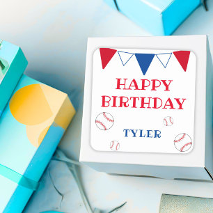 Cute White Kids Baseball Happy Birthday Sticker
