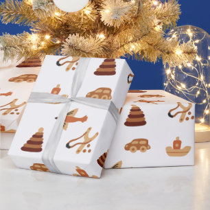 Cute White Kids Toy Car Plane Boat Wrapping Paper