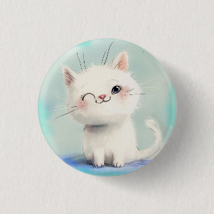 Cute White Kitten 3 Cm Round Badge