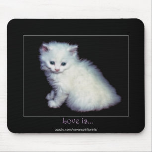Cute White Kitten Art Mouse Pad