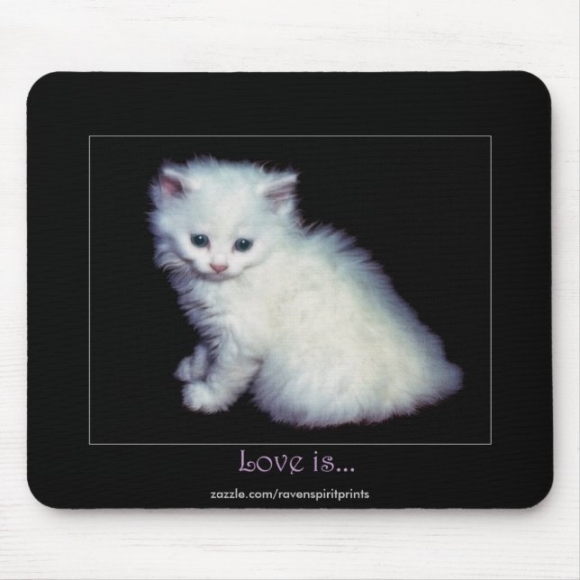 Cute White Kitten Art Mouse Pad (Front)