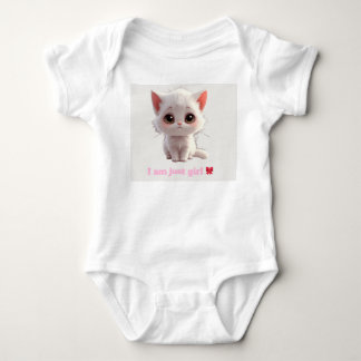 Cute White Kitten Baby Bodysuit - I Am Just Girl C