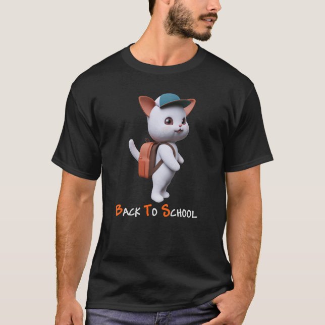 Cute White Kitten Cat Backpack Baseball Cap Back T T-Shirt (Front)