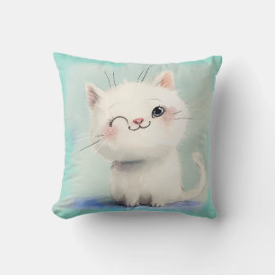 Cute White Kitten Cushion