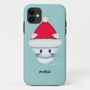 Cute White Kitten in Santa Hat Case-Mate iPhone Case