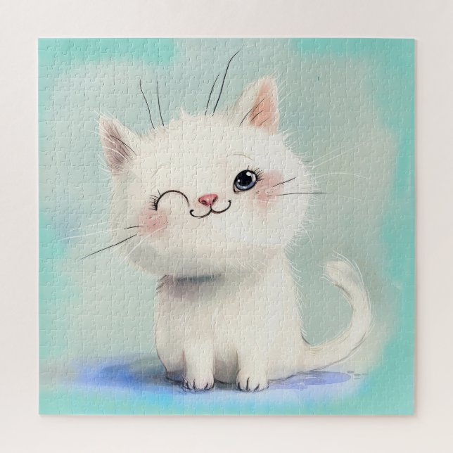 Cute White Kitten Jigsaw Puzzle (Vertical)