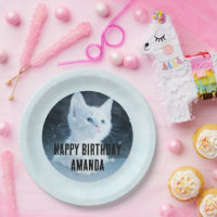 Cute White Kitten Photo on Birthday