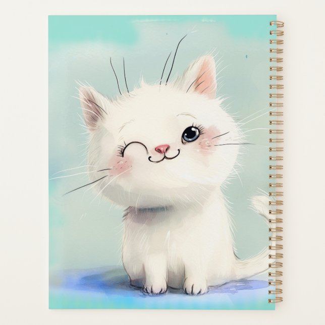 Cute White Kitten Planner (Back)