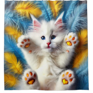 Cute White Kitten Shower Curtain