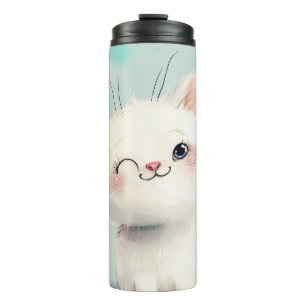 Cute White Kitten Thermal Tumbler