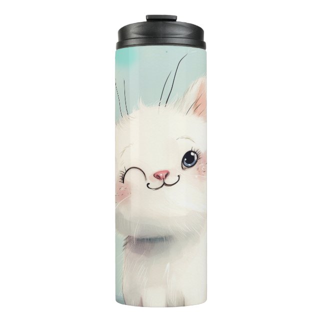 Cute White Kitten Thermal Tumbler (Front)