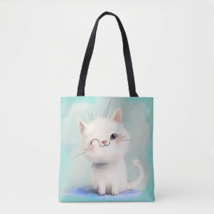 Cute White Kitten Tote Bag