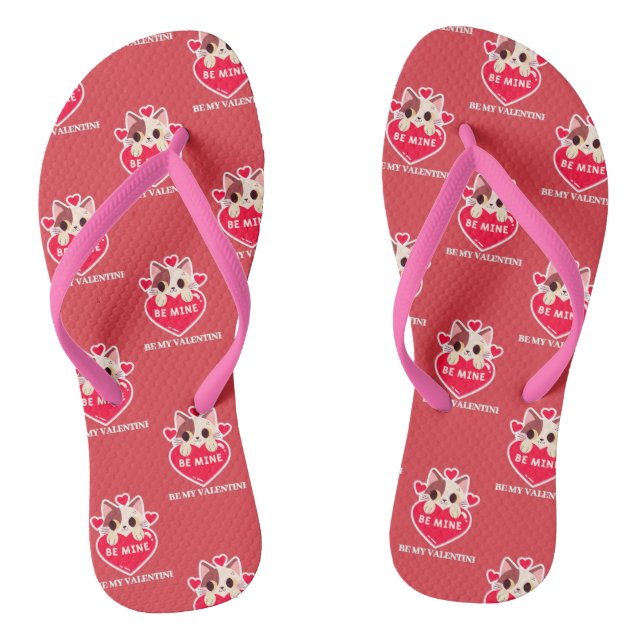 Cute white kitten with heart jandals (Footbed)