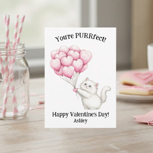 Cute White Kitten You're PURRfect Valentine's Day Card