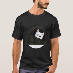 Cute White Kitty in Pocket Cat T-Shirt