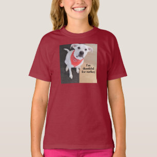 Cute White Labrador Mix Dog Thanksgiving T-Shirt