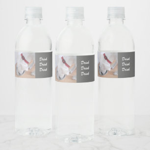 Cute White Labrador Mix Puppy Dog Drinking Water Bottle Label