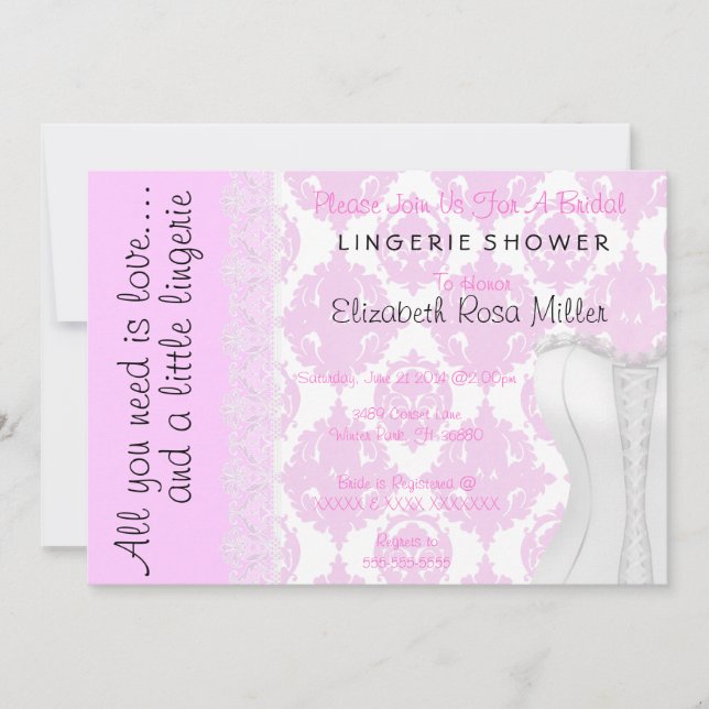Cute White Lace Corset Lingerie Bridal Shower Invitation (Front)