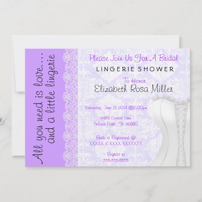 Cute White Lace Corset Lingerie Bridal Shower Invitation (Front)