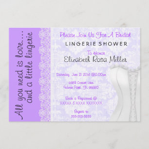 Cute White Lace Corset Lingerie Bridal Shower Invitation